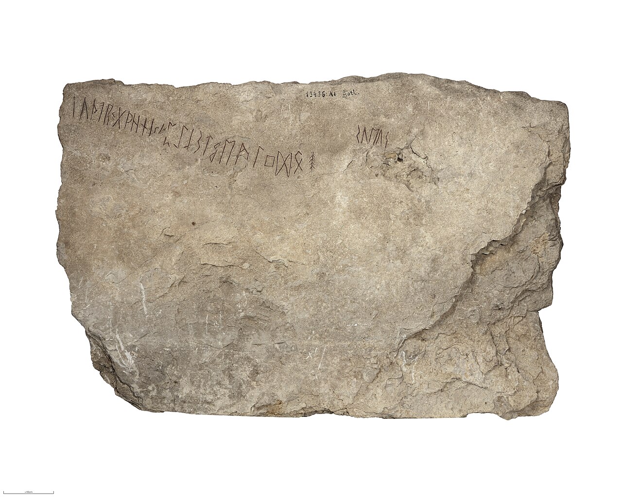 The Kylver stone carved with the complete 24-rune Elder Futhark, the alphabet that came before the Younger Futhark Vikings actually used